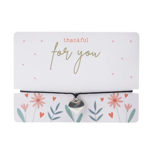 Armbånd med hjerteanheng – «Thankful For You»