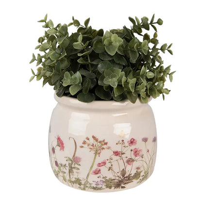 Blomsterpotte i Keramikk med Blomstermotiv | Dekorativ Potte