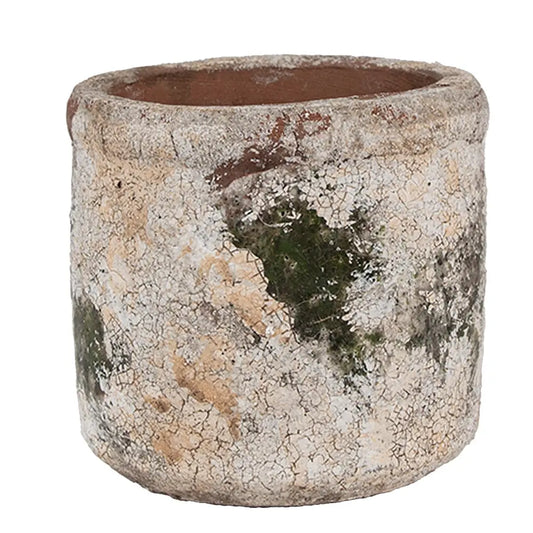 Blomsterpotte i terrakotta – beige & grønn Ø12 cm
